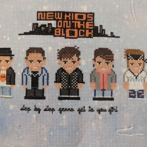 New Kids on the Block completed cross stitch, home decor, nkotb