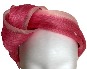 ROSA CUARZO - Seidenknoten Fascinator Headpiece Turban Haarband Seide Abaca Stirnband Weihnachten Hochzeit Taufe Party Royal Hut Wedding