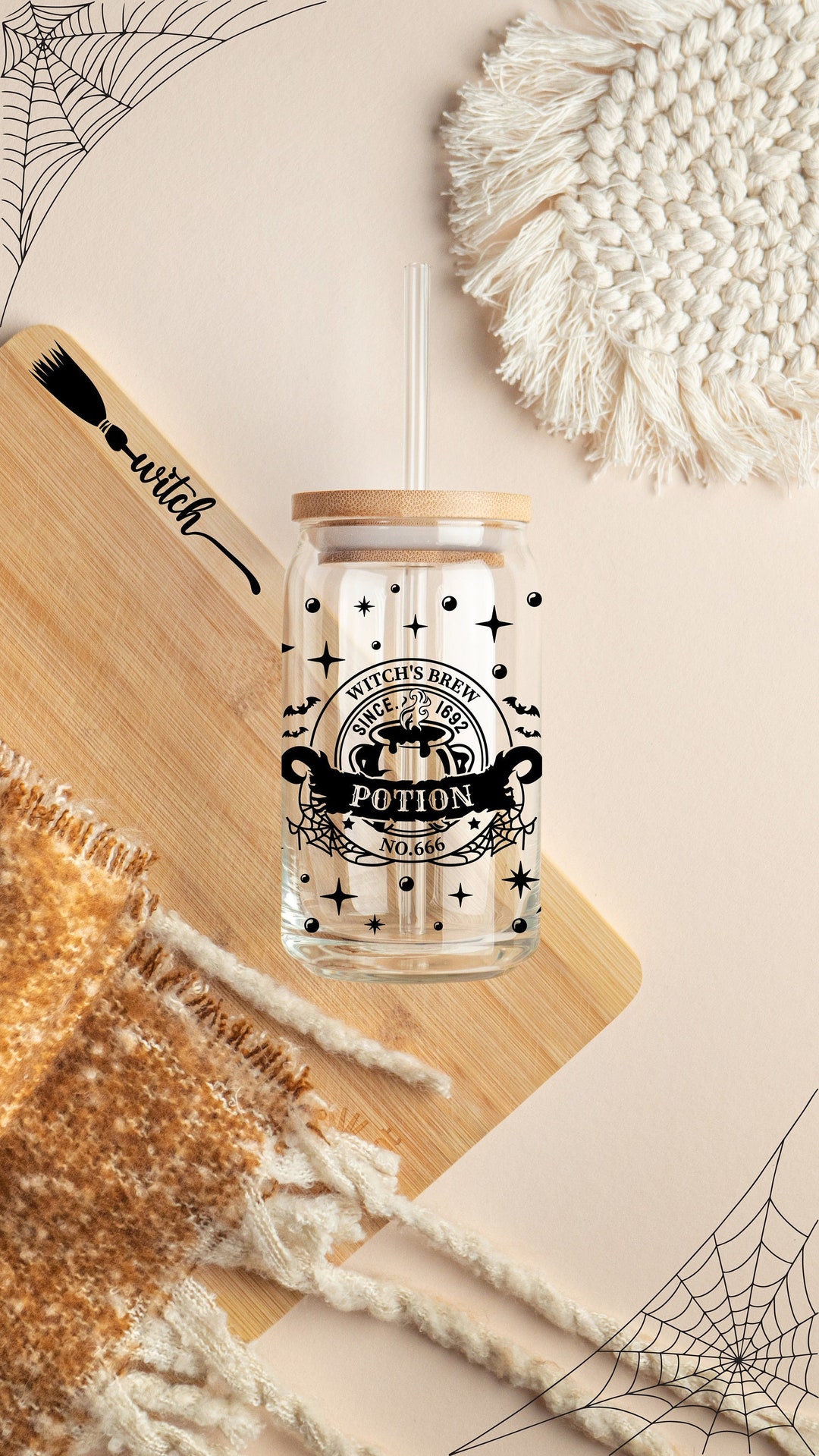 Witches Brew Svg for Halloween Witchy 16oz Glass Can Wrap - Etsy