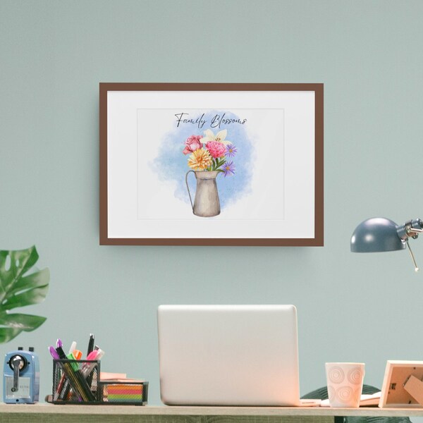 Personalized Family Blossoms: Birth Flower Bouquet Print | Unique Home Decor & Unique Family Gift