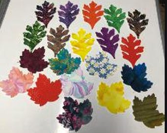 Set of 20 Pre FUSED Pre Cut Die Cut FALL Leaves Applique 10 Oak L:eaves + 10 Maple Leaves For Quilts Pillow Covers Jeans Totes. Iron & Sew