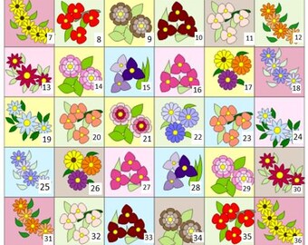 Summer Flowers Quilt PAPER PATTERN 60"x70" Quilt Pattern for Quilt TOP only Raw Edge applique Technique Flowers Designed by me Colorful