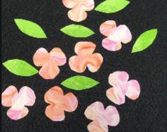 Set of 8 Pre fused HAND CUT Applique PINK Flowers & leaves Iron on Sew in Fused with Heat n Bond Lite Quilt Blocks Pillow cover Jeans 1.75"