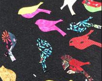 Set of 12 PRE FUSED Die Cut Bird Appliques Iron on Sew in : 2 7/8"W x 2 3/4"H for Quilts Totes Pillow Covers Table Runners Toppers Jeans
