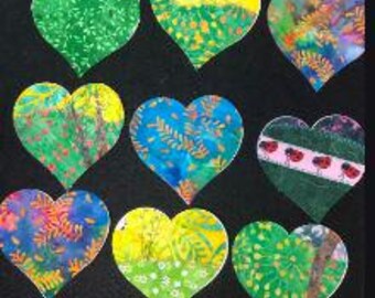 Set of 9 Leaf Design PRE FUSED Precut Die Cut Heart Applique Patches 4" Cotton Fabrics with Leaf Pattern Quilt Blocks & more Iron on Sew In