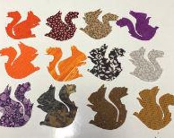 Set of 12 Pre FUSED HANDCUT  Squirrel Patch Applique FALL Squirrels Applique Squirrels Patch  Quilts Table Runners Jeans Iron on Sew in 3.5"