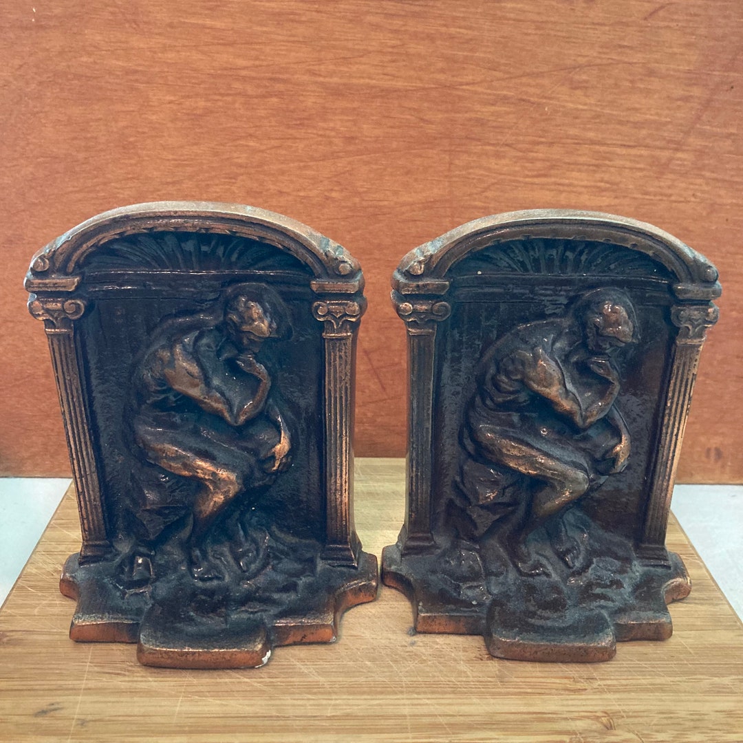 Bookends Brass the Thinker Etsy