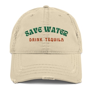 Ahorra agua, bebe tequila, gorra de papá, divertida, gorra de béisbol, desgastada, vacaciones, verano