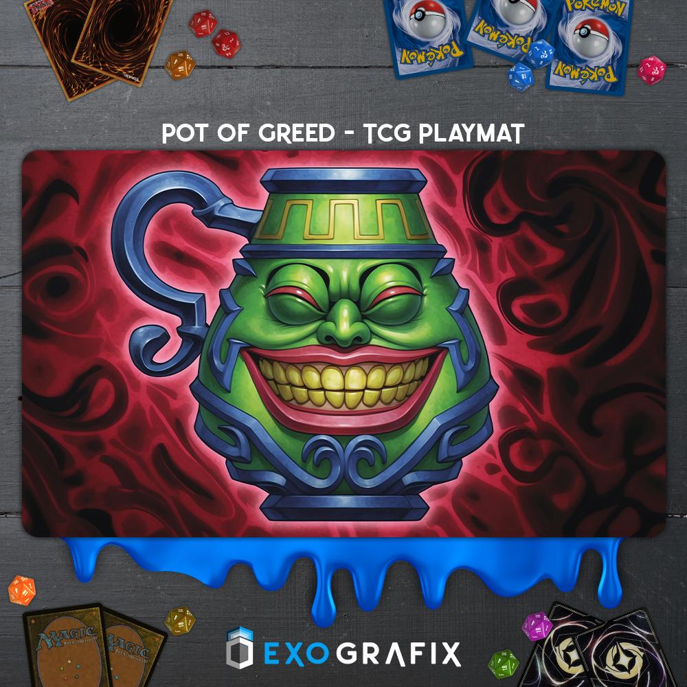 Pot of Greed - - TCG Playmat - Pokemon, MTG, YGO, Lorcana - Card