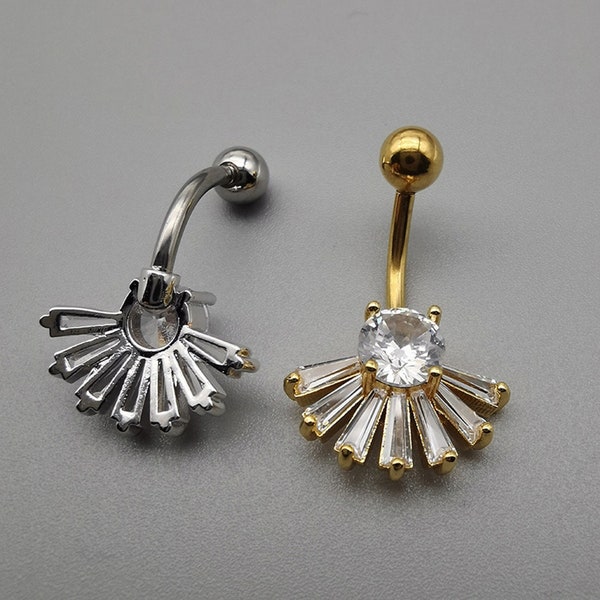 Gold Floating Navel Jewelry Etsy