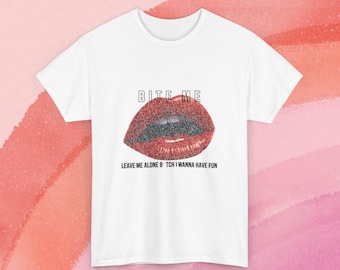 Renee Rapp inspiriertes Grafik-T-Shirt, Bite Me Lips, schweres Baumwoll-T-Shirt