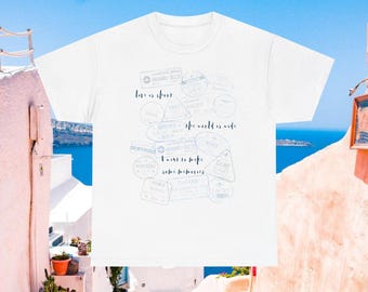 Mamma Mia Inspired Travel T-Shirt: Vintage Passport Stamps