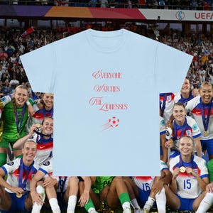 Lionesses Football Graphic Tee: Women's Soccer T-Shirt Light Blue