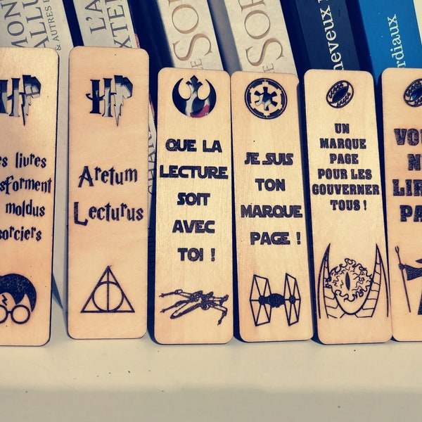 Marques Pages Bois Gravure Geek / Wooden Bookmarks made with laser engraving