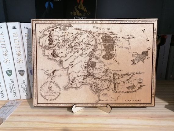 Le Seigneur des Anneaux Carte Gravure Bois / The Lord of the Rings Map wood engraving