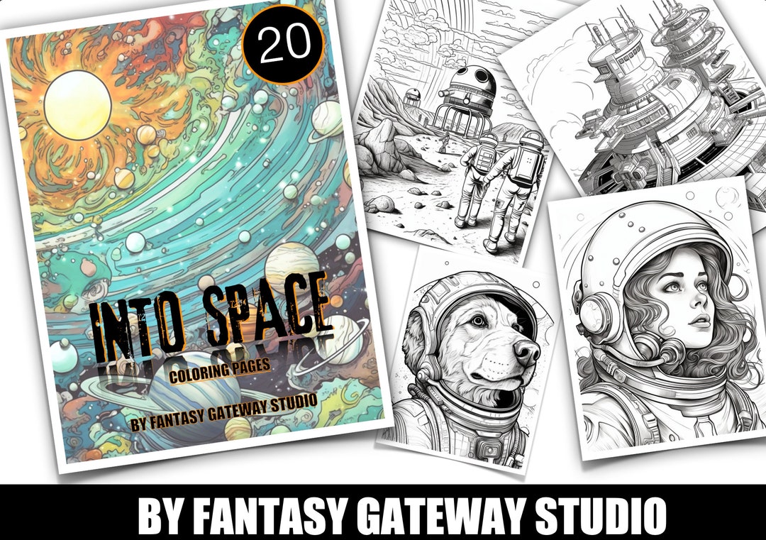 20 SPACE Themed Coloring Pages of Into Space, Adult and Teen Coloring