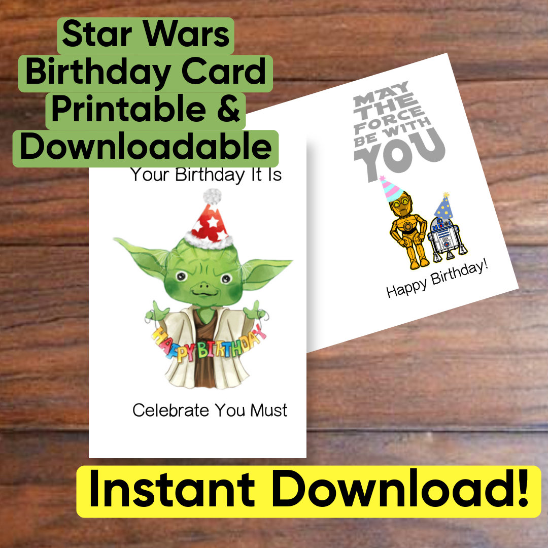 Star Wars Birthday Card Printable & Downloadable - Etsy