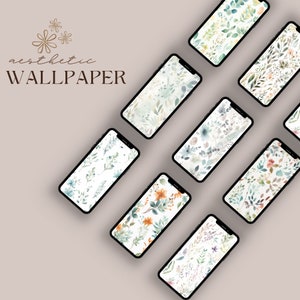 16 flowers mobile wallpaper | iOS, Iphone | Android: Watercolor Style, Wallpaper, Minimalistic, Aesthetic Background, Painted