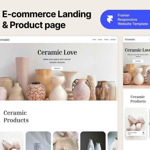 Product showcase website template in Framer code free tool with responsive and creative animation aesthetic design theme with support pages