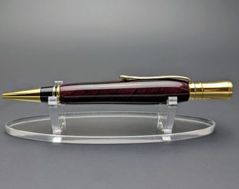 Wood Twist Pen - Executive Purple heart Ballpoint Twist Pen with Gold Plating