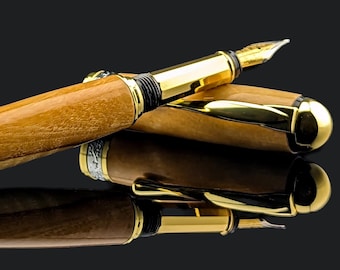 Olivewood Fountain Pen: Exotic Wood, Gold-Plated Hardware