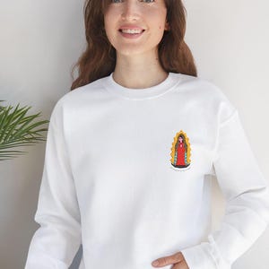 Embroidery Virgen de Guadalupe Sweatshirt, Virgin Mary Religious Gift, Christmas Gift, Catholic Sweatshirt, Religious Apparel