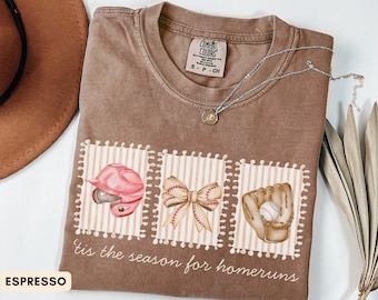 Comfort Colors Baseball Mom T-Shirt, Retro Fall Season Tee