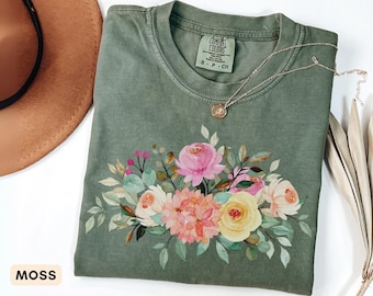 Camiseta floral Comfort Colors, camiseta botánica vintage, regalo para jardineros