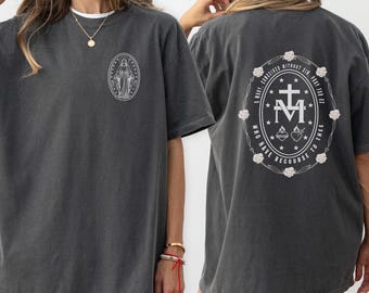 Comfort Colors Marian Miraculous Medal Shirt, Catholic Blessed Virgin Mary Gift, Religious Tshirt