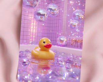 Póster de patito de goma para discoteca de baño
