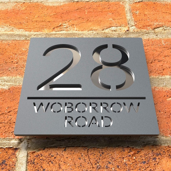 Laser Cut Matt Grey & Silver Mirror Personalised Door Numbers House Sign Plaques Number Laser Cut 3d Number