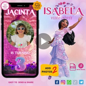 ISABELA Kid&#39;s Birthday Party Video Invitation, Animated Invite, Digital Invitation, Personalized Video, Convite Animado