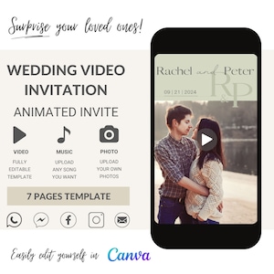 Digital WEDDING Invitation, Pastel Green Wedding Video, Animated Wedding Invite, Wedding Invitation Template, Modern Electronic Evite
