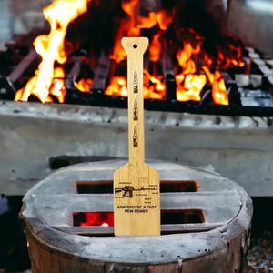 Custom Laser Engraved 18&quot; Wood Grill Scraper - &quot;PEW PEW&quot;