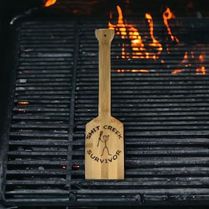 Custom Laser Engraved 18&quot; Bamboo Grill Scraper - Creek Survivor