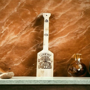 Custom Laser Engraved 18&quot; Bamboo Grill Scraper - Pulled Pork