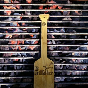Custom Laser Engraved 18&quot; Wood Grill Scraper - &quot;The GrillFather&quot;