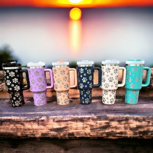 40 oz. Tumbler - Custom Laser Engraved Full Wrap - Puppy Paws Gen 2