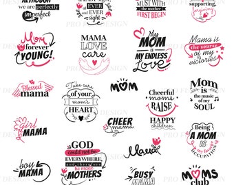 Può includere: Una collezione di 18 citazioni stampabili in nero e rosa su madri e mamme. Le citazioni includono frasi come "Mamma è amore", "Mamma per sempre giovane", "Mamma benedetta", "Incoraggia mamma", "Mamma amore cura", "La mia mamma è il mio amore infinito", "Mamma è la fonte delle mie vittorie", "Mamma è la musica della mia anima", "Essere mamma è la mia occupazione preferita", e "Club delle mamme".