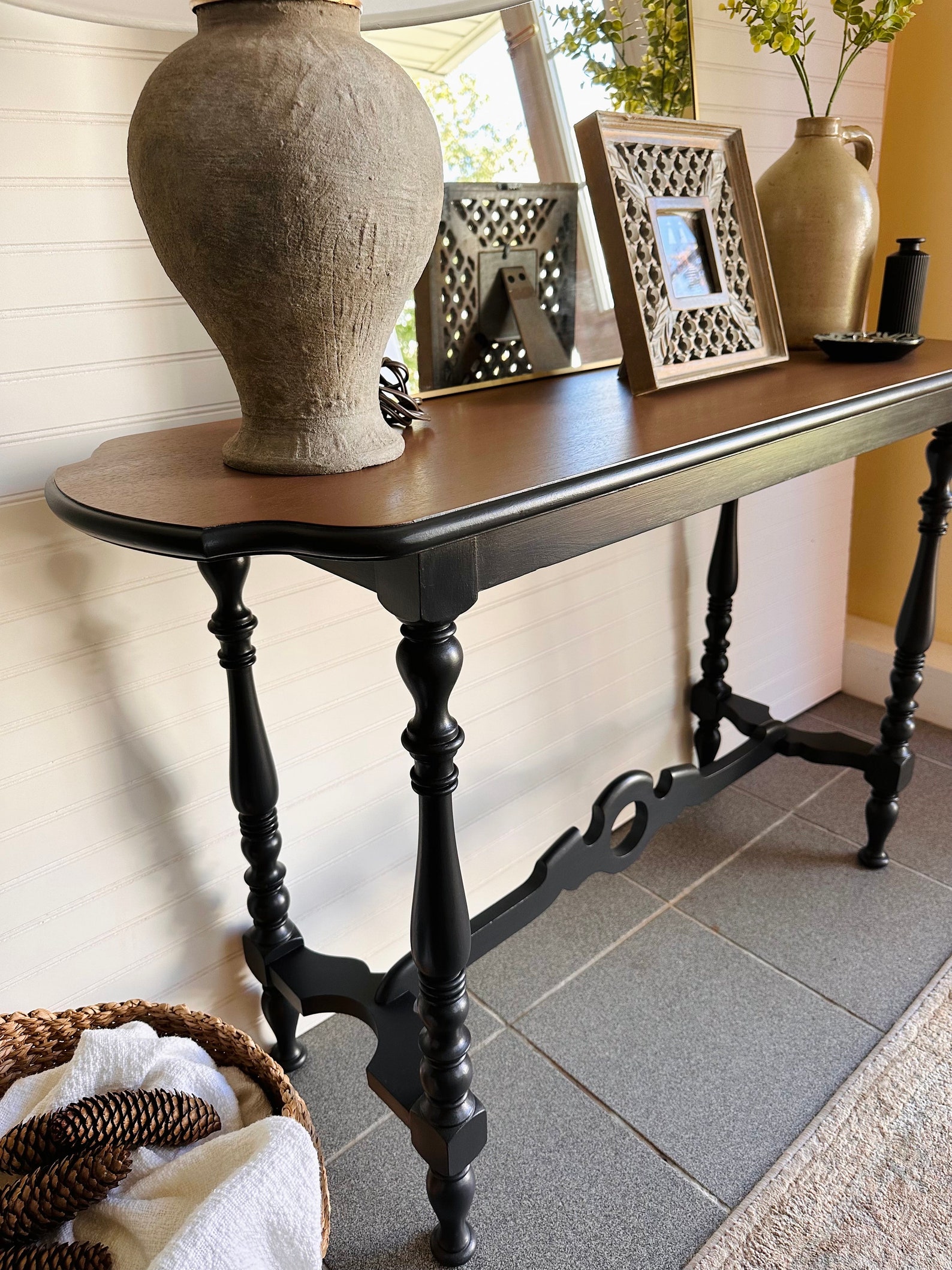 Soldantique Solid Wood Black Entry Table Console Table - Etsy