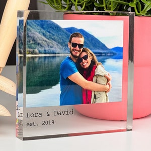 Personalized Acrylic Photo Block, Freestanding Crystal Photo Gift, Family Print Frame, Christmas Keepsake