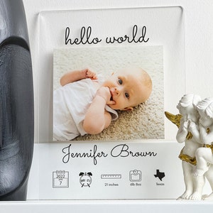 Personalized Newborn Birth Stat Plaque: Custom Baby Announcement Gift with Photo & Stats - Acrylic Keepsake for Nursery Decor