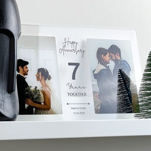 Anniversary Gift for him, Custom Acrylic Wedding Gift, Personalized photo plaque with text, Happy Anniversary Couple gift, Engagement Decor