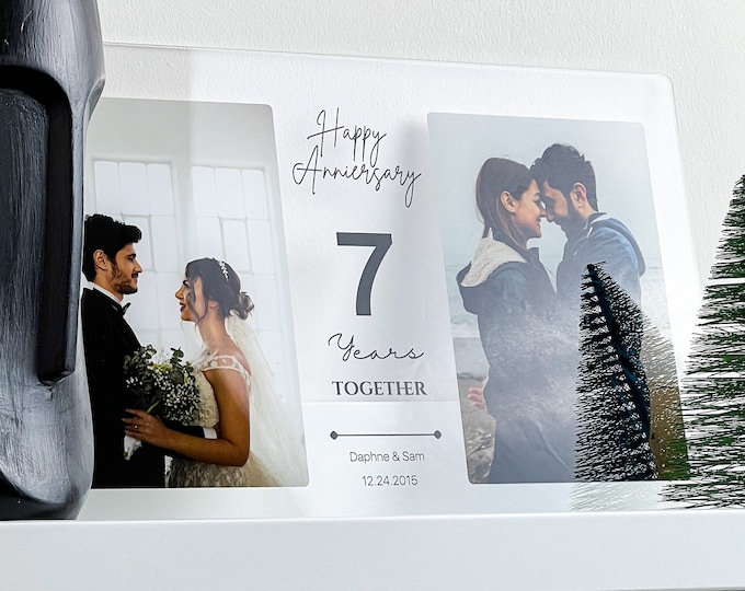 Anniversary Gift for him, Custom Acrylic Wedding Gift, Personalized photo plaque with text, Happy Anniversary Couple gift, Engagement Decor