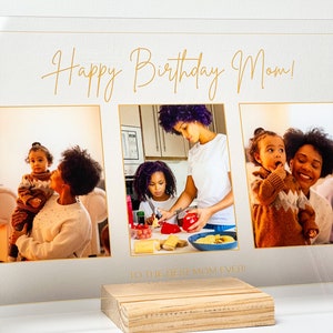 Individuelles Geburtstags-Fotogeschenk für Mama, Personalisiertes Muttergeschenk, Geburtstags-Fotoalbum der Mutter, Acryl-Plakette für Mama, individuelles Dekor