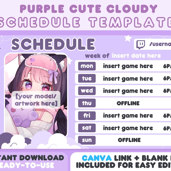 Png Vtuber Schedule Template Etsy