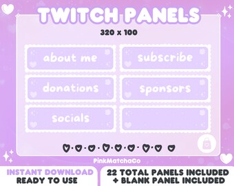 Pastel Purple Sparkly Scalloped Twitch Panels | Girly Streamer VTuber Kawaii Lace Cute Aesthetic | 22 Panels + Blank Panel for Customization