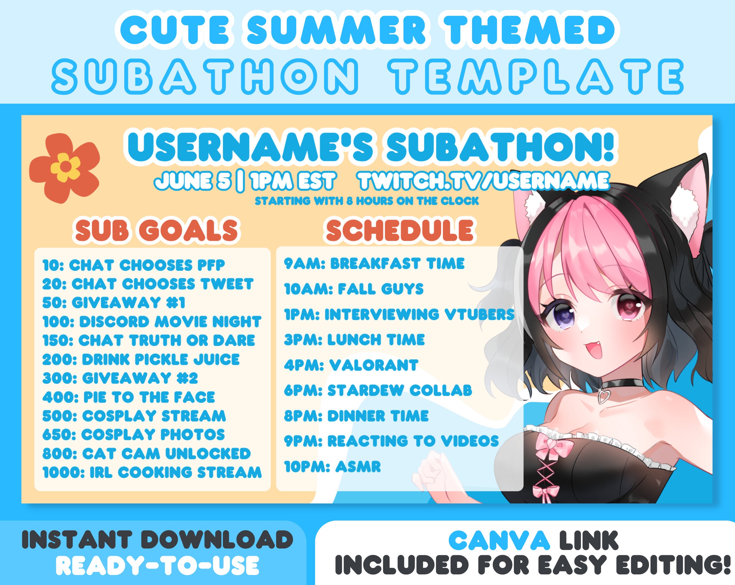 Cute Summer Subathon Template Twitch Subathon Beach Ocean Streamer Cute Summer Subathon Template Twitch Subathon Beach Ocean Streamer