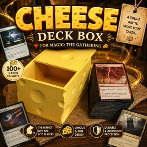 Cheese Block MTG Deck Box | Novelty Comical Deck Box for Magic: The Gathering | Holds 100+ Sleeved Cards