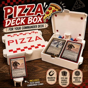 MTG Pizza Box Deck Box | "Commander Stand Magnetische Kartenaufbewahrung für 100 ""doppelte"" Karten."